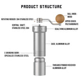 1Zpresso Manual Coffee Grinder E-PRO Series with Adjustable Stainless Steel Burr, Consistency Grinding, Best for Travel&Camping, French Press Coarse to Espresso Fine Grind