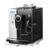 COSTWAY Super Automatic Espresso Machine, All-In-One Design, 19 Bar Pump, Built-In Milk Frother & Steamer, Stainless Steel Removable Water Tank and Drip Tray, Frothing for Cappuccino and Latte, Barista Touch Coffee Machine (Silver+ Black)